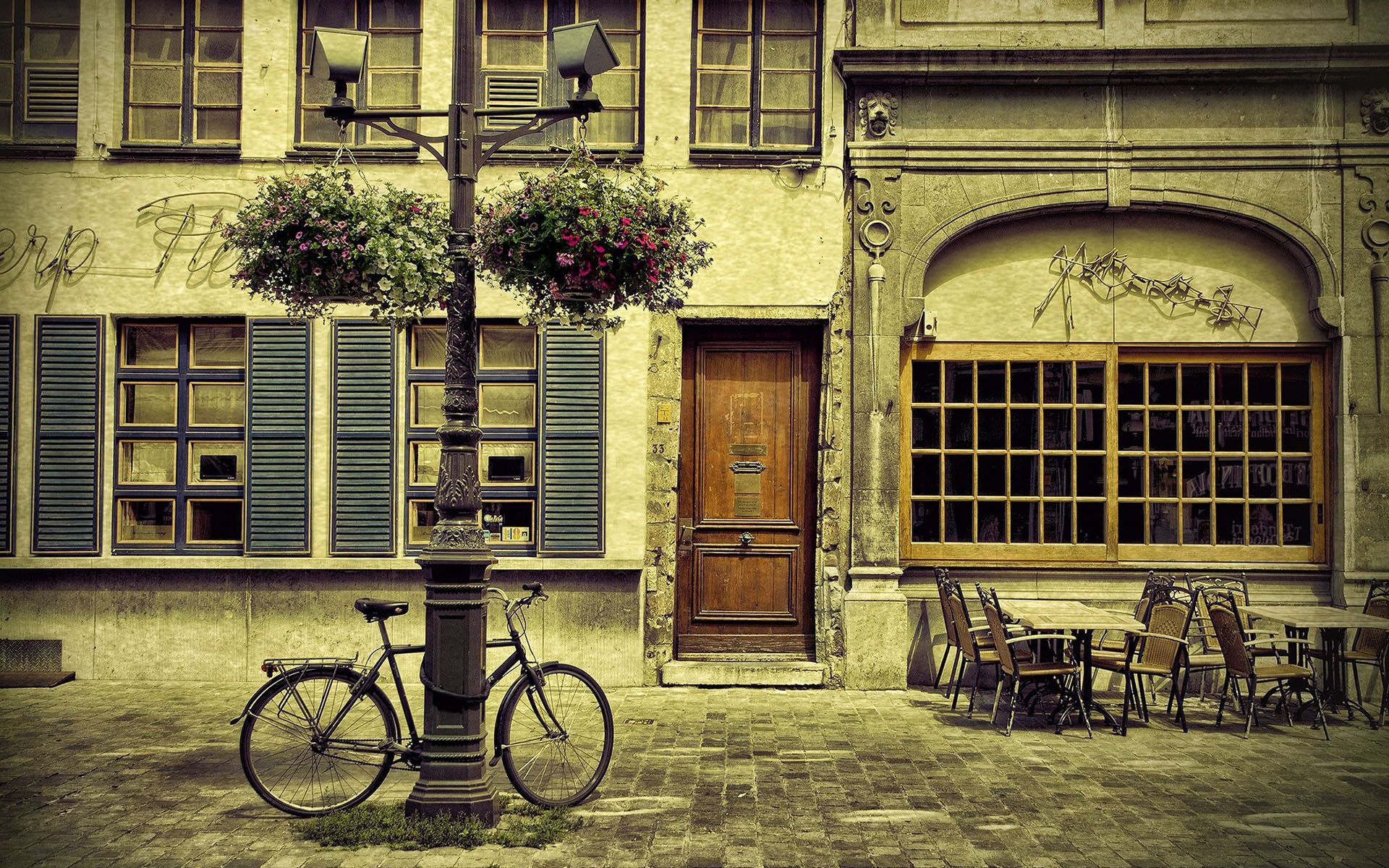 Coffee Shop Anime Street Background Day