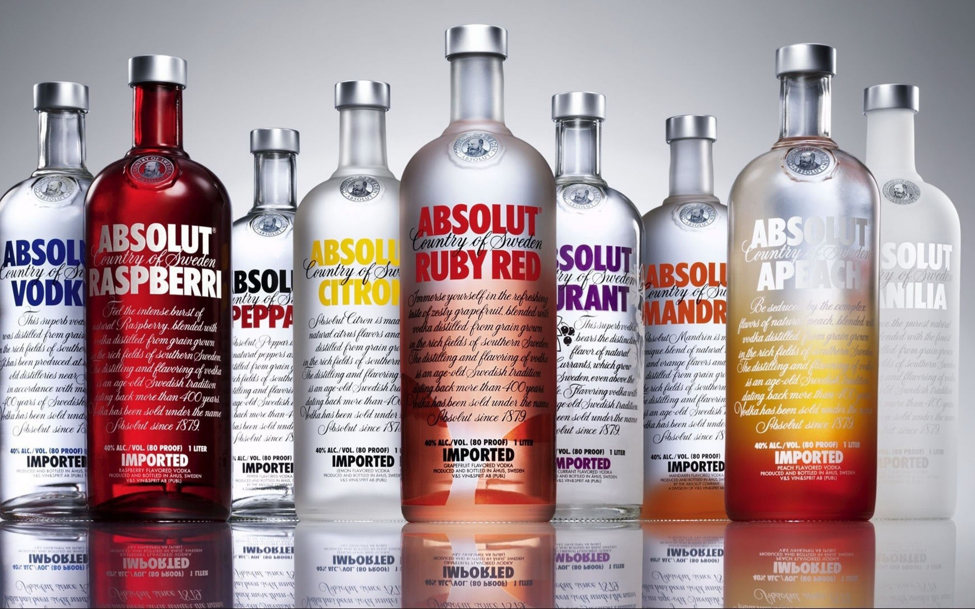 Download Wallpaper 3840x2400 Absolut, Vodka, Alcohol, Collection