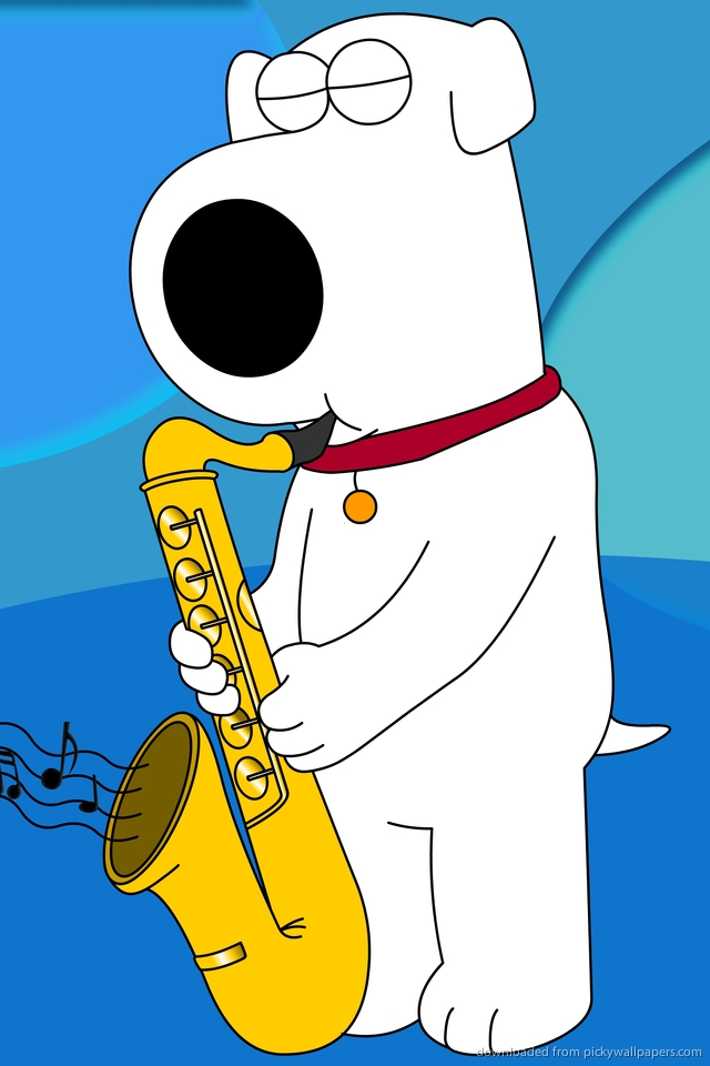 Download Brian Griffin Playing Saxophone Wallpaper For iPhone 4