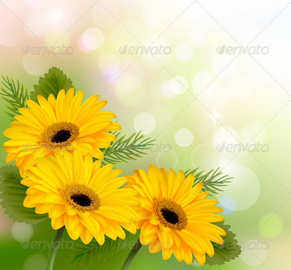 Nature Background with Yellow Flowers GraphicRiver