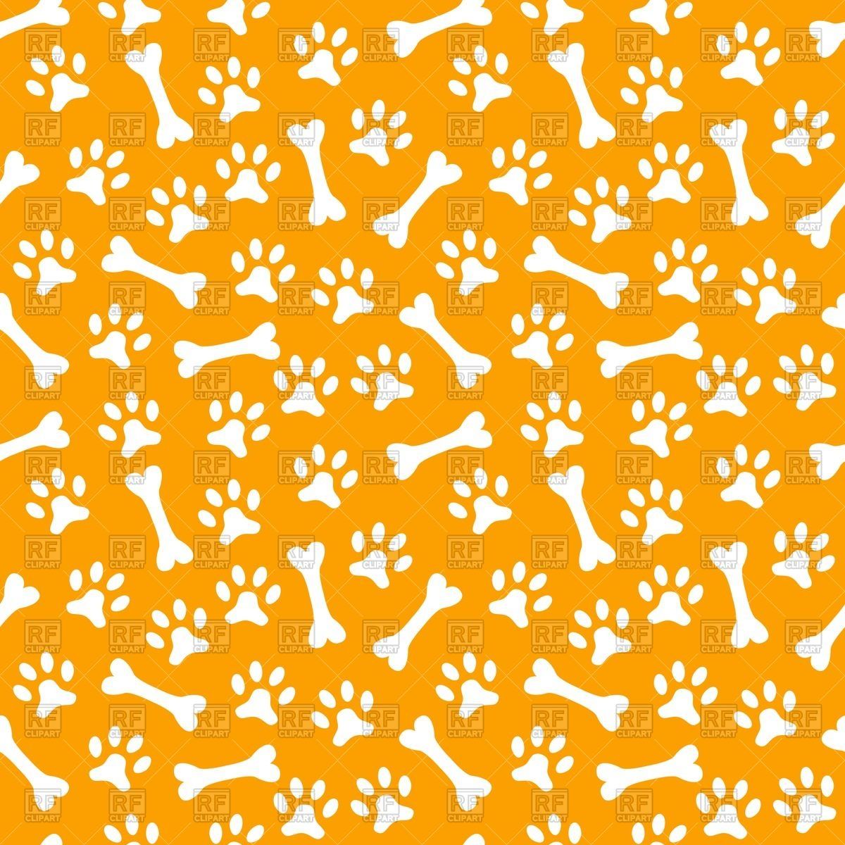 Seamless background with dogs paw print and bone, 40630