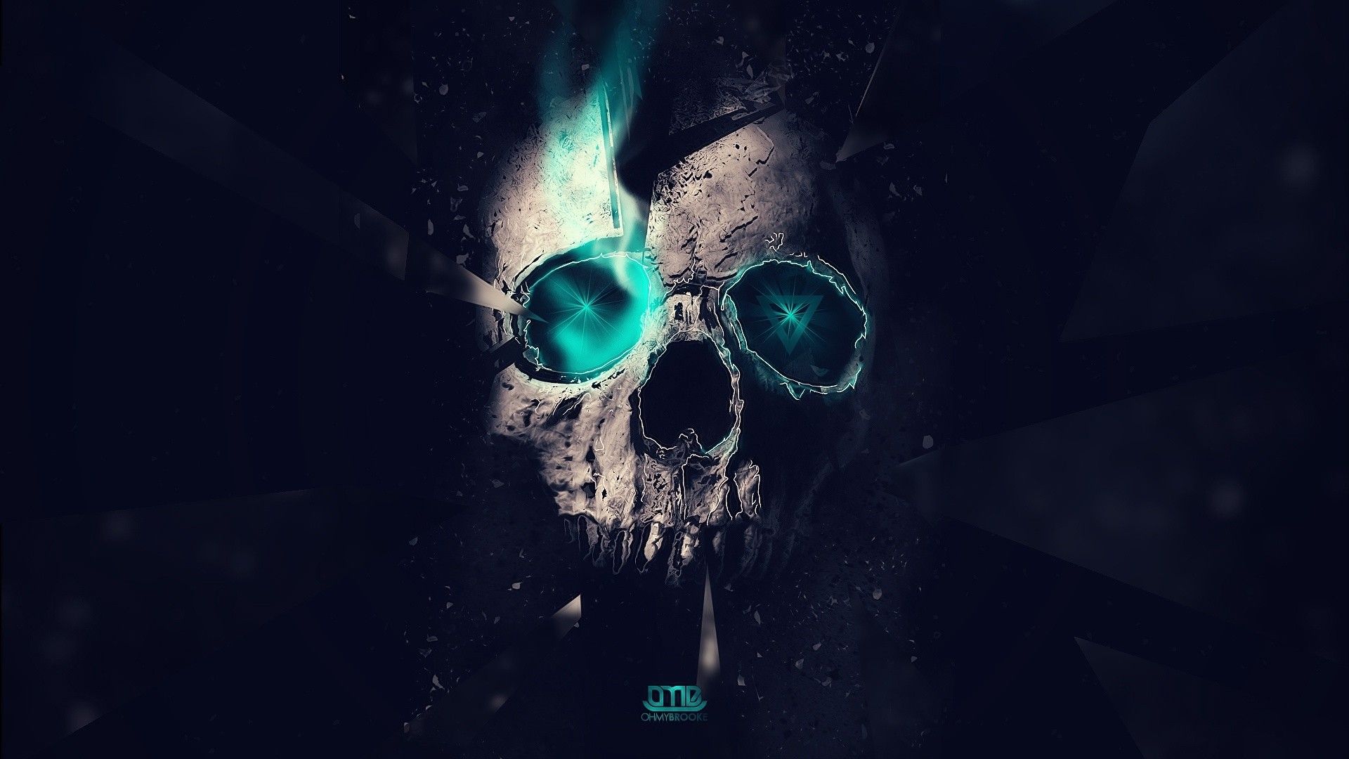 Blue glow in the eyes of the skull wallpapers and images