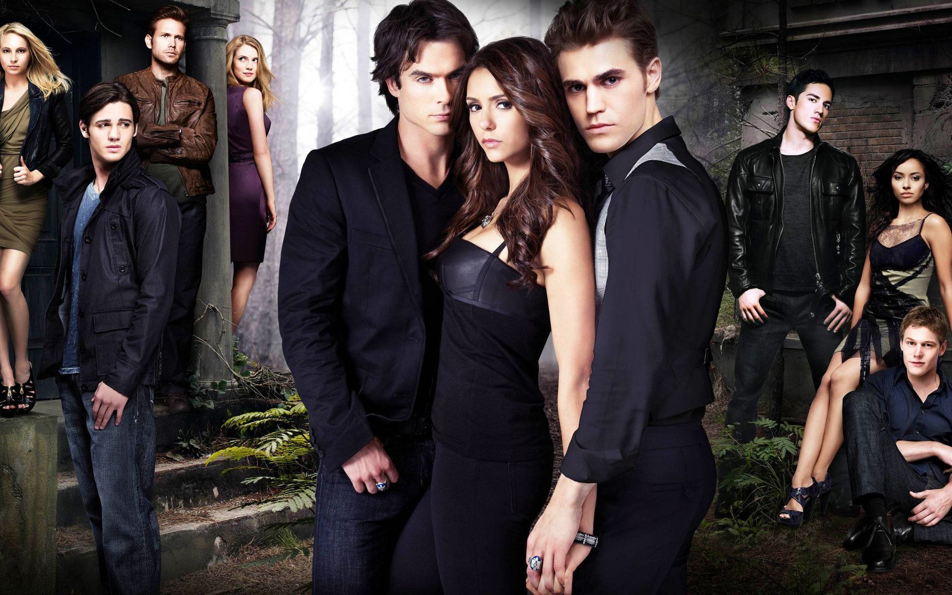 Stefan, Damon and Elena in The Vampire Diaries desktop wallpaper 863