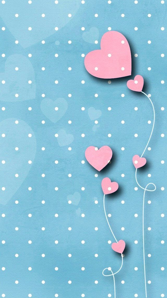 Iphone Wallpaper polka dots blue hearts pink http://htctokok ...
