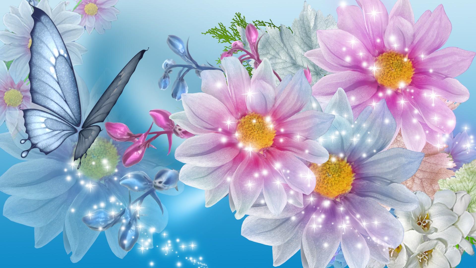 Pink Blue Floral Beauty >> HD Wallpaper, get it now!