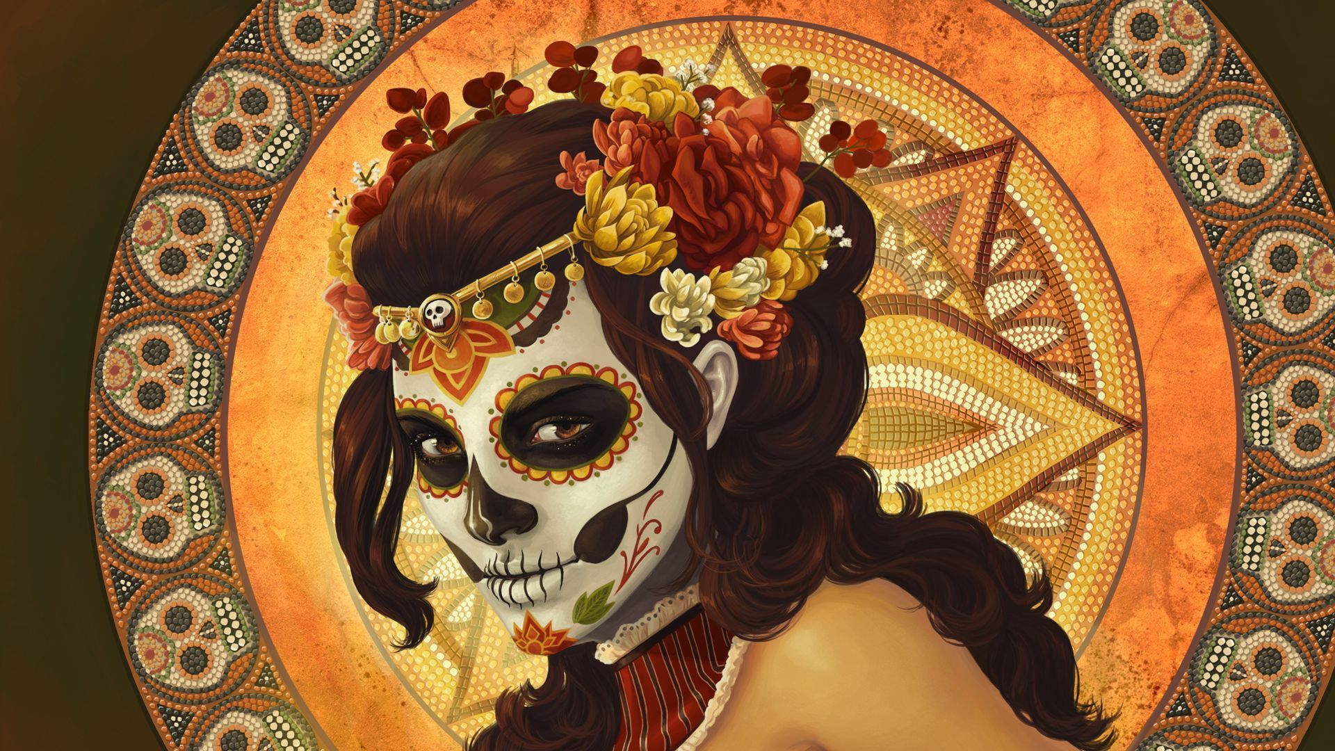 Girl With Skull Mask - Wallpaper #32904