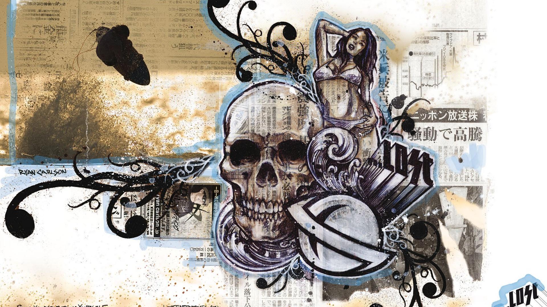 amazing artwork abstract skull girl lost HD Wallpaper wallpaper ...