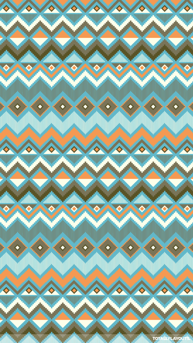 Blue And Orange Aztec Pattern iPhone Wallpaper - Hipster Wallpapers