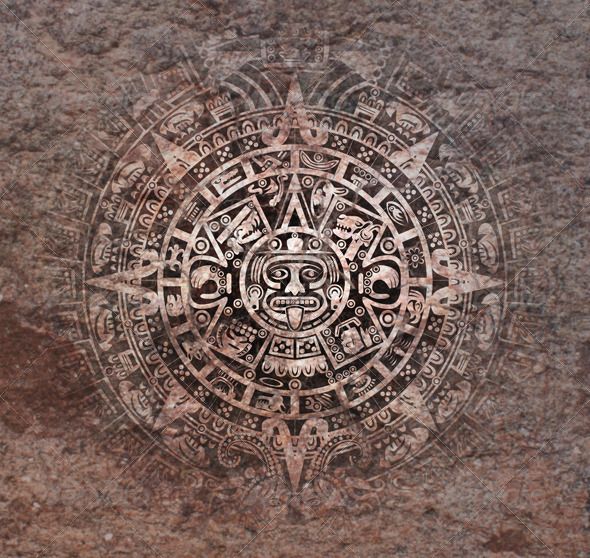 Mayan Calendar on Old Stone #GraphicRiver Background in American