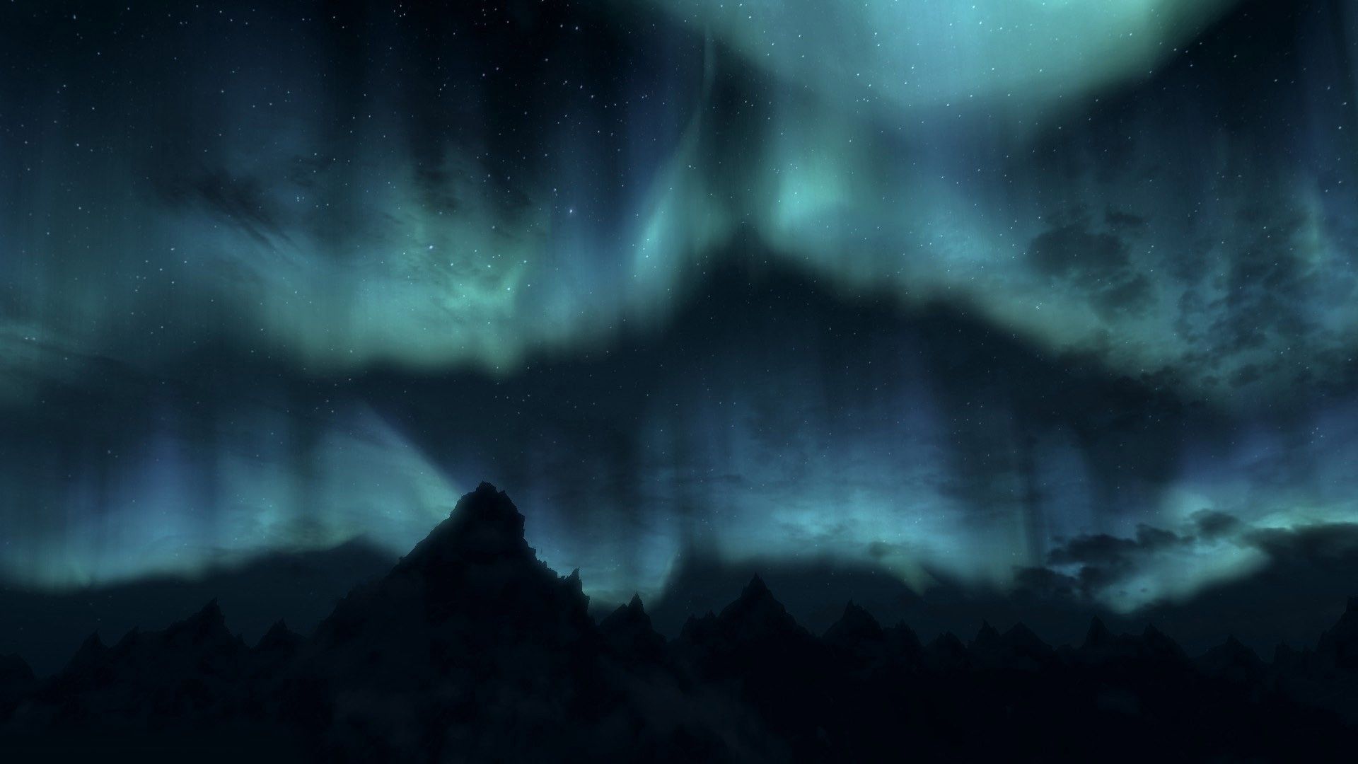 Northern lights over mountain peaks wallpaper - Free Wide HD Wallpaper
