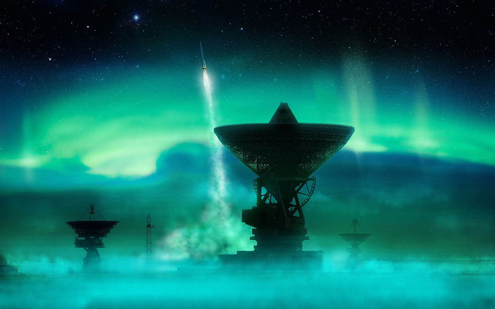 Antennas and the northern lights wallpaper - Free Wide HD Wallpaper