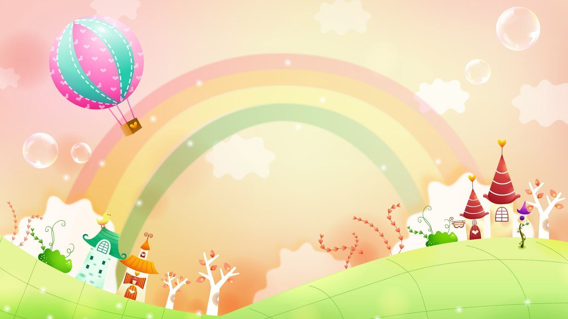 Rainbow over small town wallpaper - Free Wide HD Wallpaper