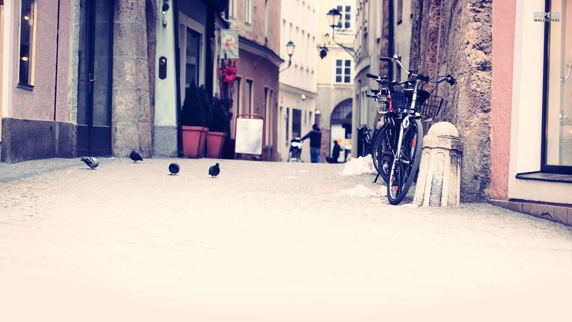 Bikes on the narrow city street wallpaper - Photography wallpapers ...