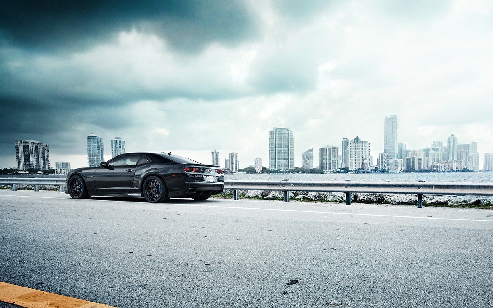 Camaro, Black Car, Street, City, Buildings, HD Wallpaper - HD ...