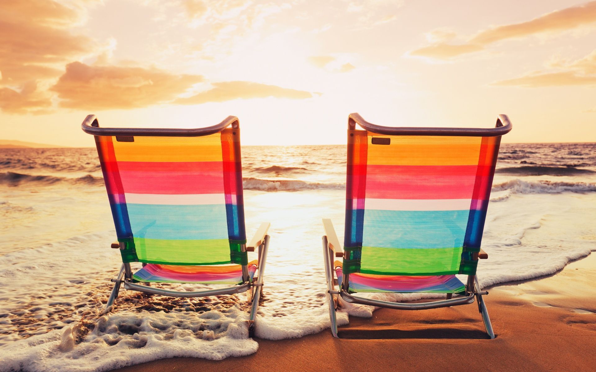 Chairs On Summer Sunset Beach Wallpapers - 1920x1200 - 673447