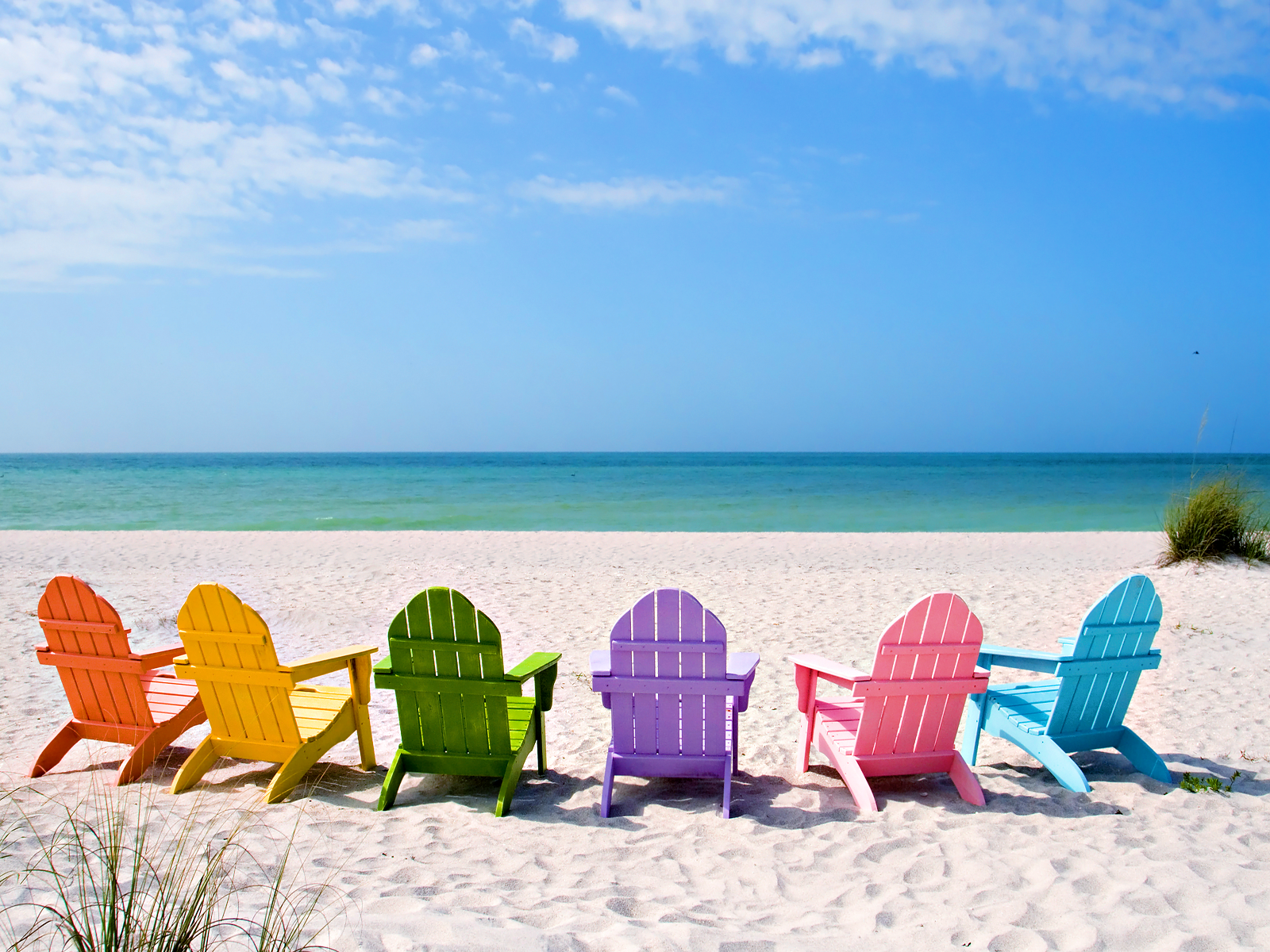 Amazing summer beach color chairs Wallpapers, Backgrounds