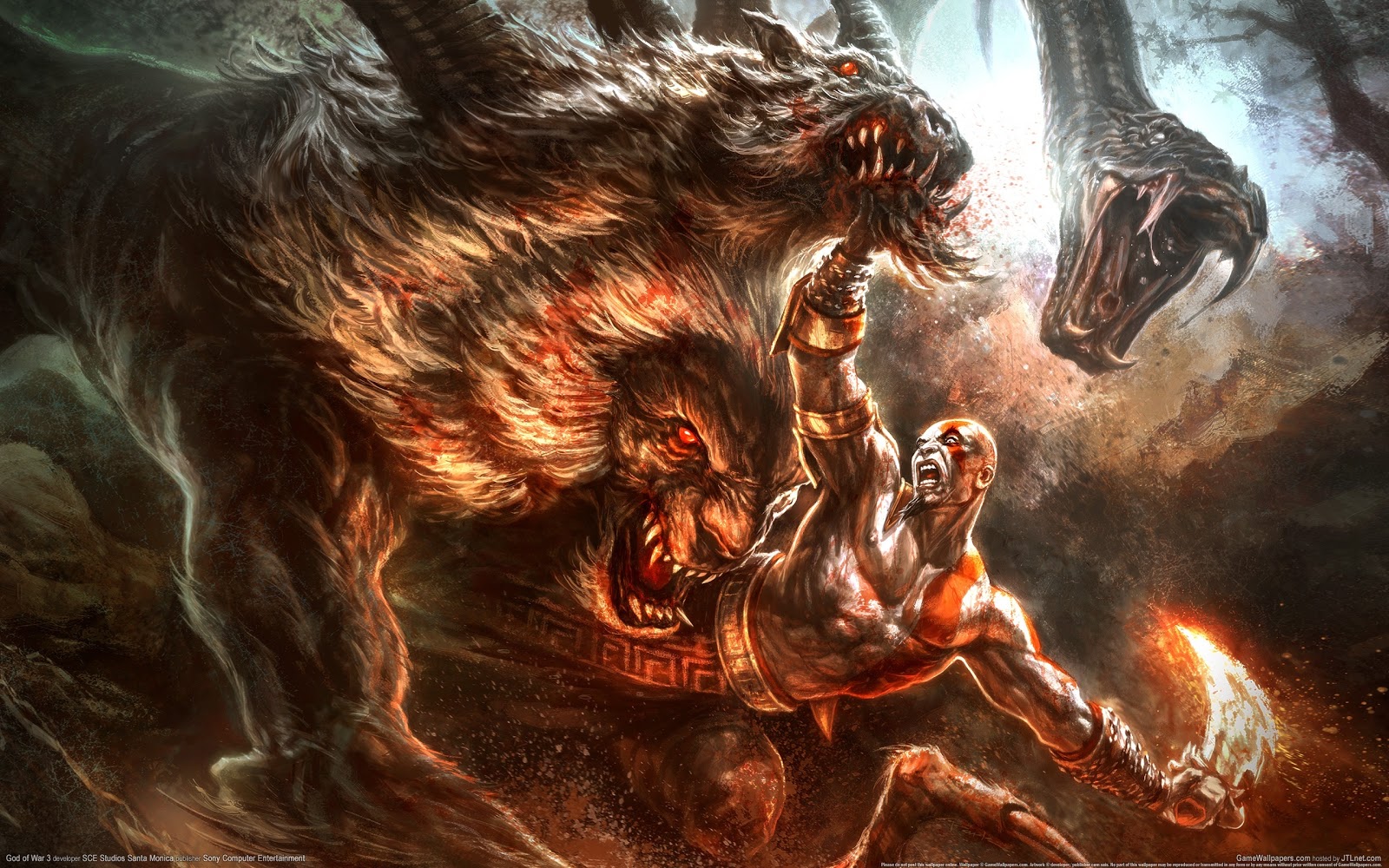 wallpapernarium: God of War Kratos luchando contra sus enemigos ...