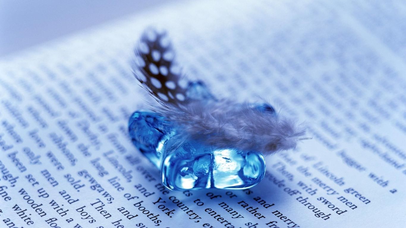 Feather and gem on open book Widescreen Wallpaper - #7067
