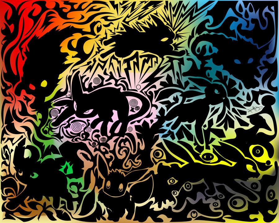 Wallpaper] Eeveelution Rainbow by arkeis-pokemon on DeviantArt