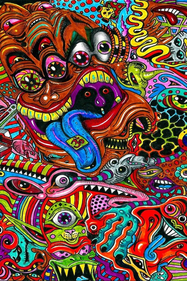 Download Wallpaper 640x960 Drawing, Surreal, Colorful, Psychedelic ...