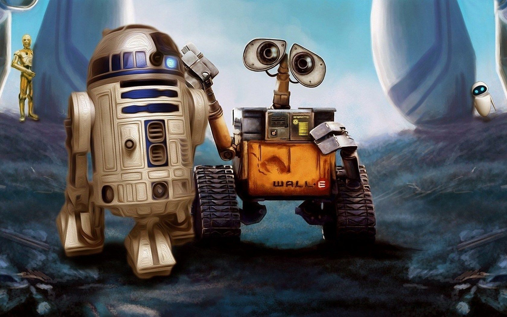 Wall-W R2-D2 Star Wars Robots Cartoon Art HD Wallpaper - FreeWallsUp