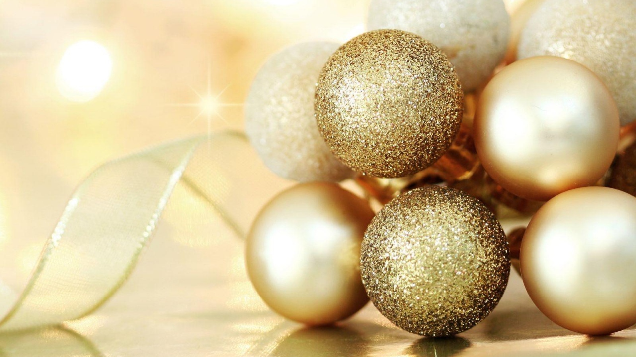wallpaper: Ornaments, Gold, Glitter, Christmas decorations ...