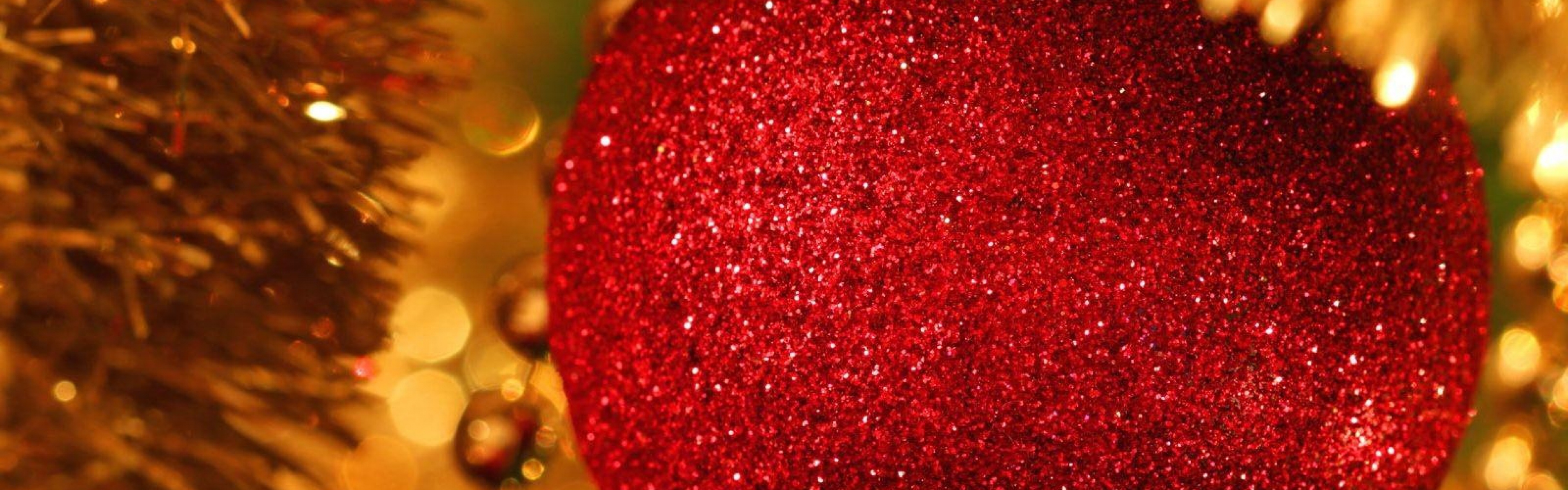 Download Wallpaper 3840x1200 Christmas decorations, Tinsel, New