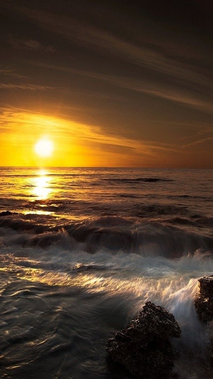 Coastal Waves Sunrise Android Phone Wallpaper #smartphone #SNRTG