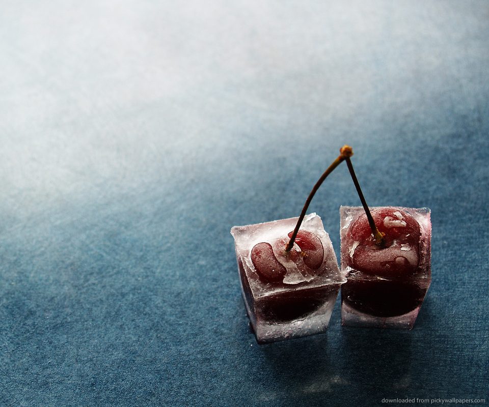 Download Cherry In Ice Cubes Wallpaper For LG Optimus
