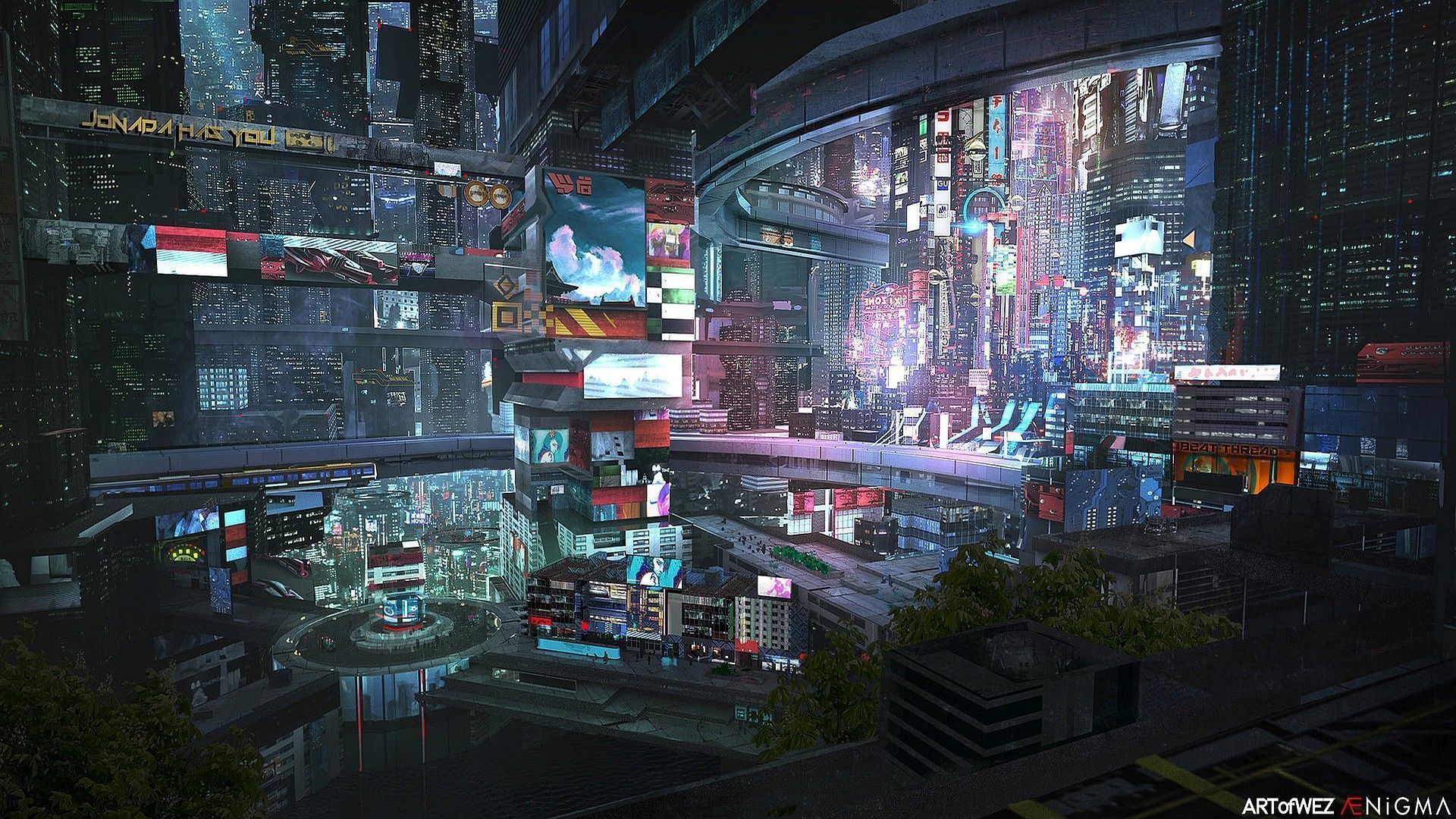 Another Future City (xpost /r/wallpaper) : Cyberpunk