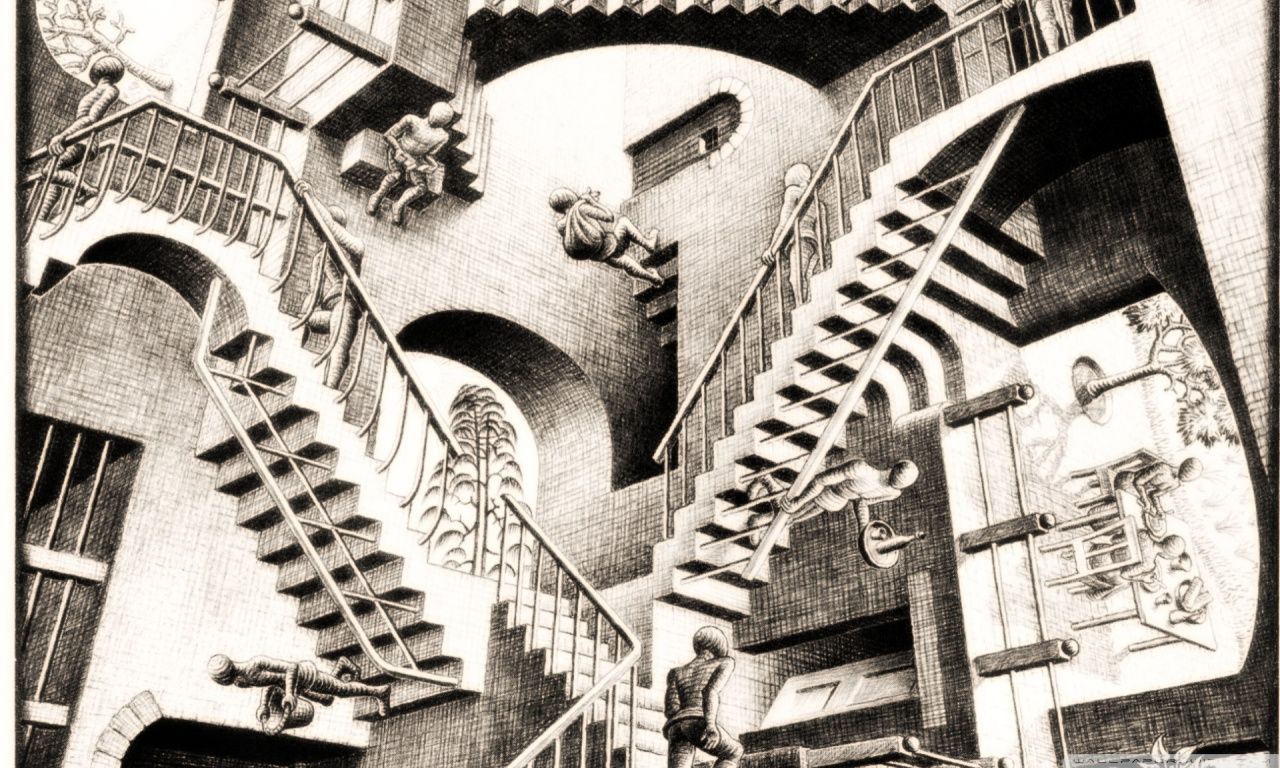 Relativity by M. C. Escher HD desktop wallpaper High Definition