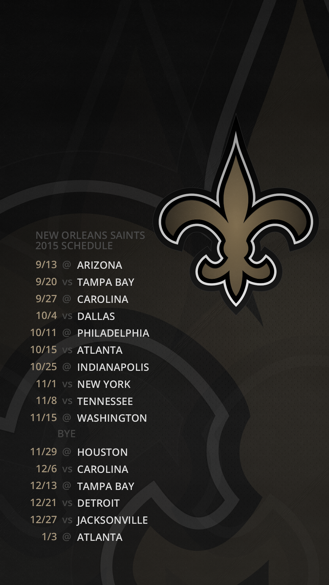 New Orleans Saints - 2015 Schedule - Desktop & Mobile - Album on Imgur