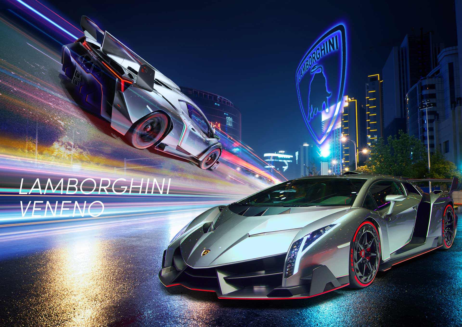 Lamborghini Veneno Wallpaper City Street, Night | Unreal Autos