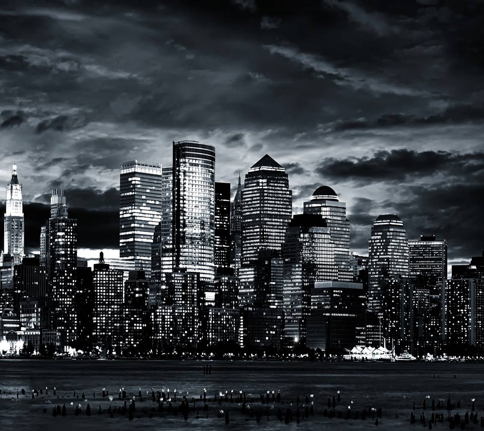 Monochrome City In Asia Tablet Phone Wallpaper Background - Album ...