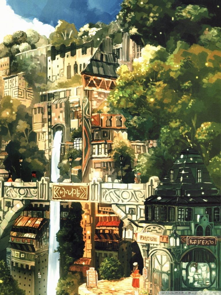 Anime City Painting HD desktop wallpaper : Widescreen : Fullscreen ...