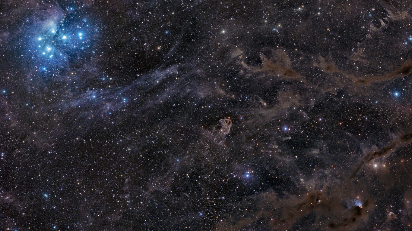 1366x768 the hand of orion, galaxy, space, star cluster seven ...