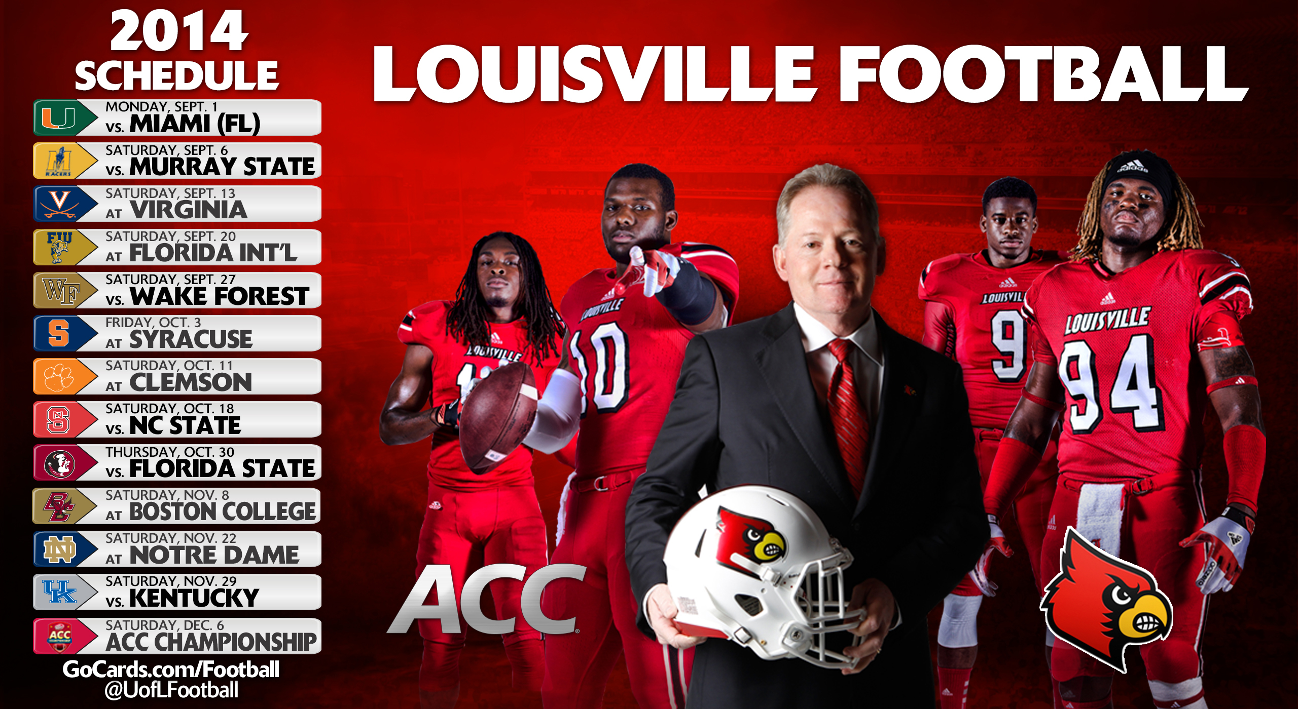 Louisville Releases 2014 15 Football Schedule Year 1 of ACC