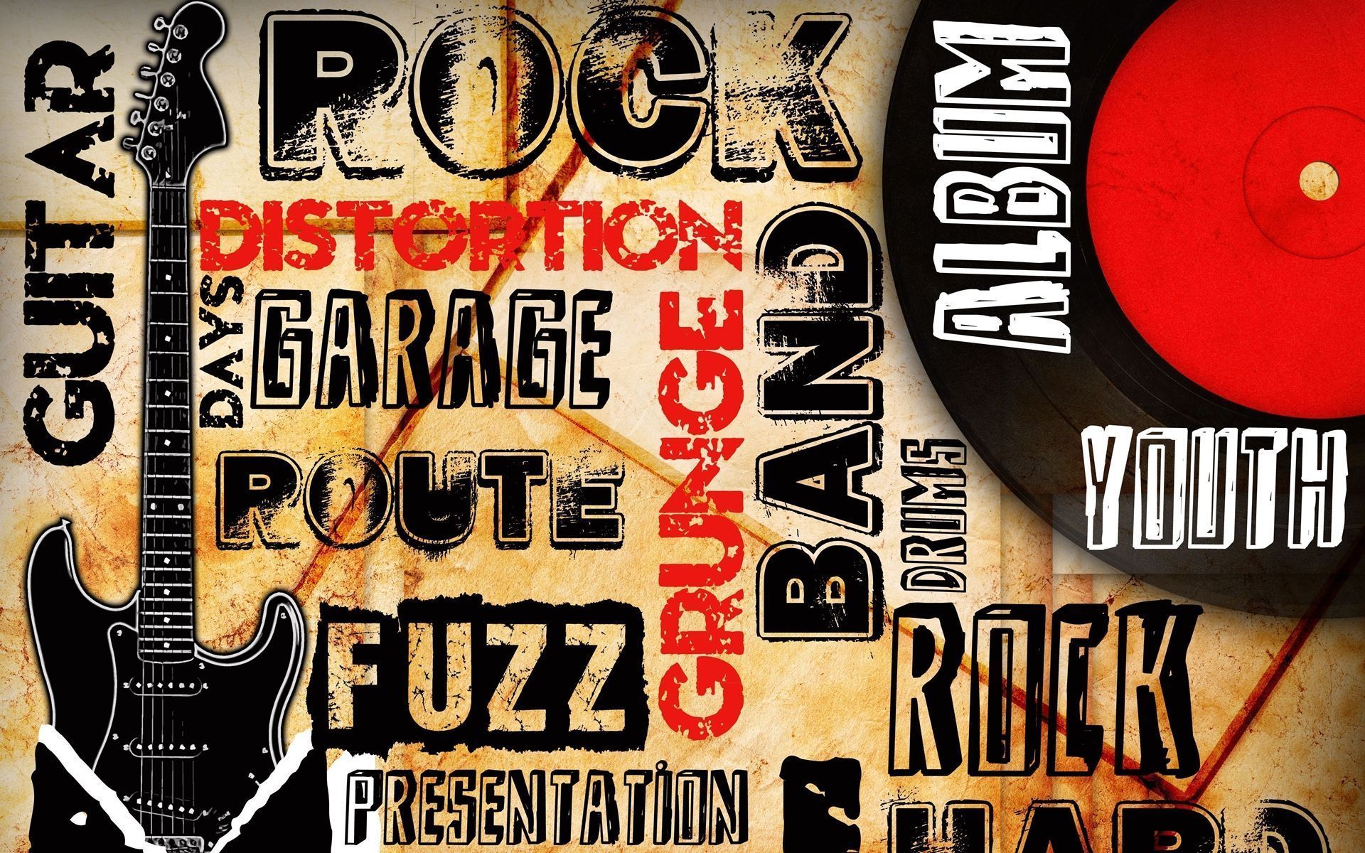 Rock And Roll Collage Wallpaper - Invitation Templates