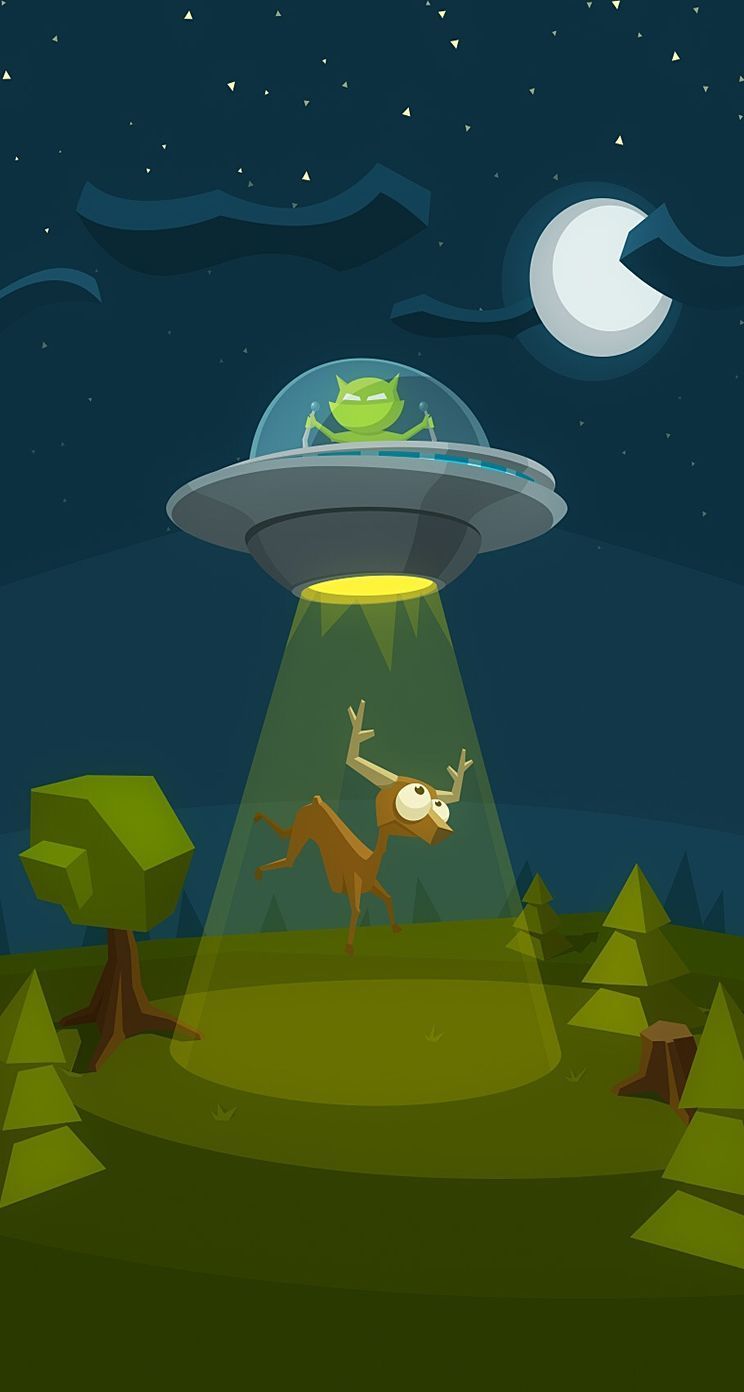 Cartoon ET Flying Saucer Deer iPhone 5s Wallpaper Download ...