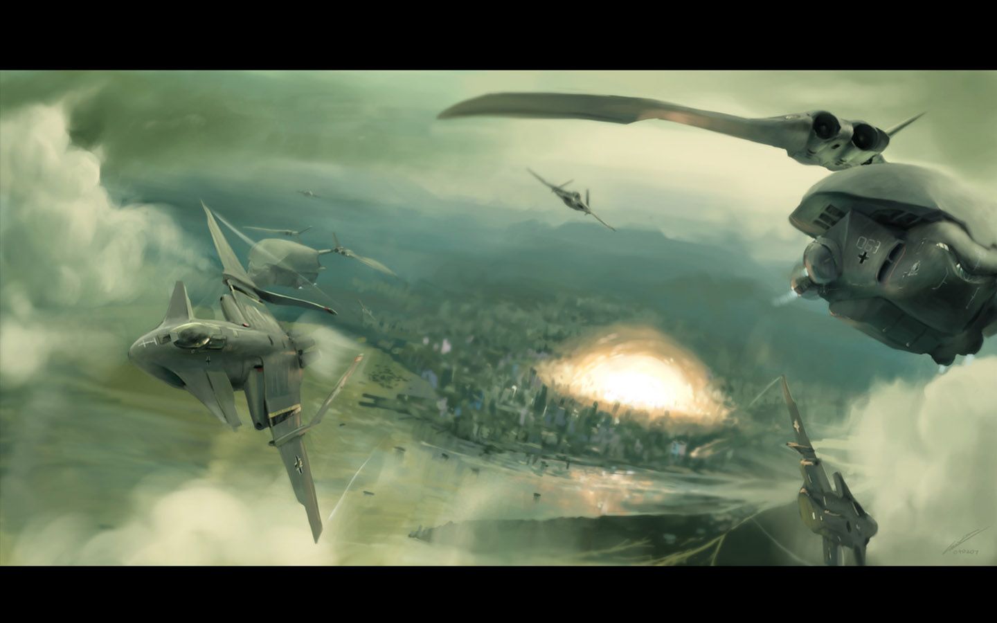 Aircraft futuristic Bomber CGI concept art atomic bomb wallpaper ...