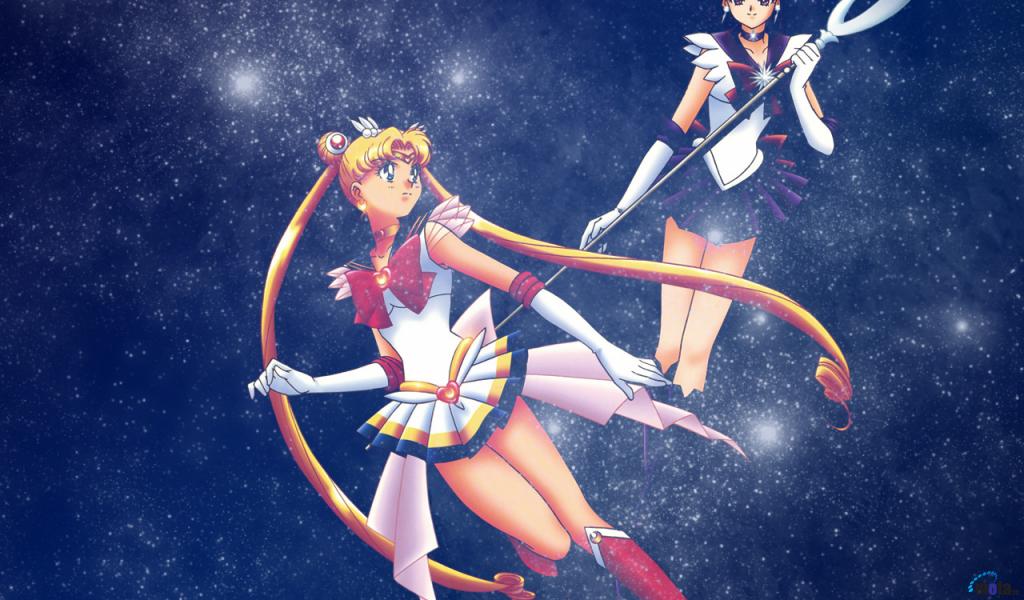 Download Wallpaper Sailor Moon &amp Sailor Saturn 1024 x 600