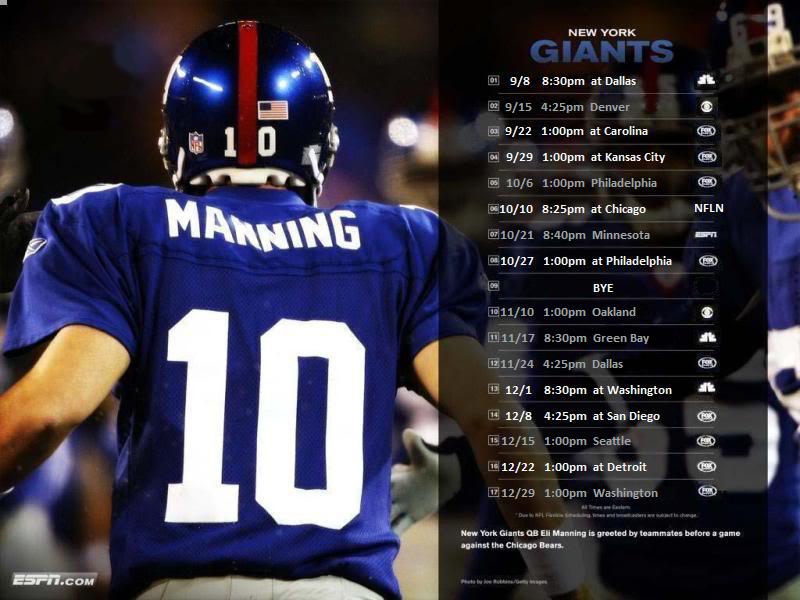 2013 New York Giants schedule desktop wallpaper - Eli Manning
