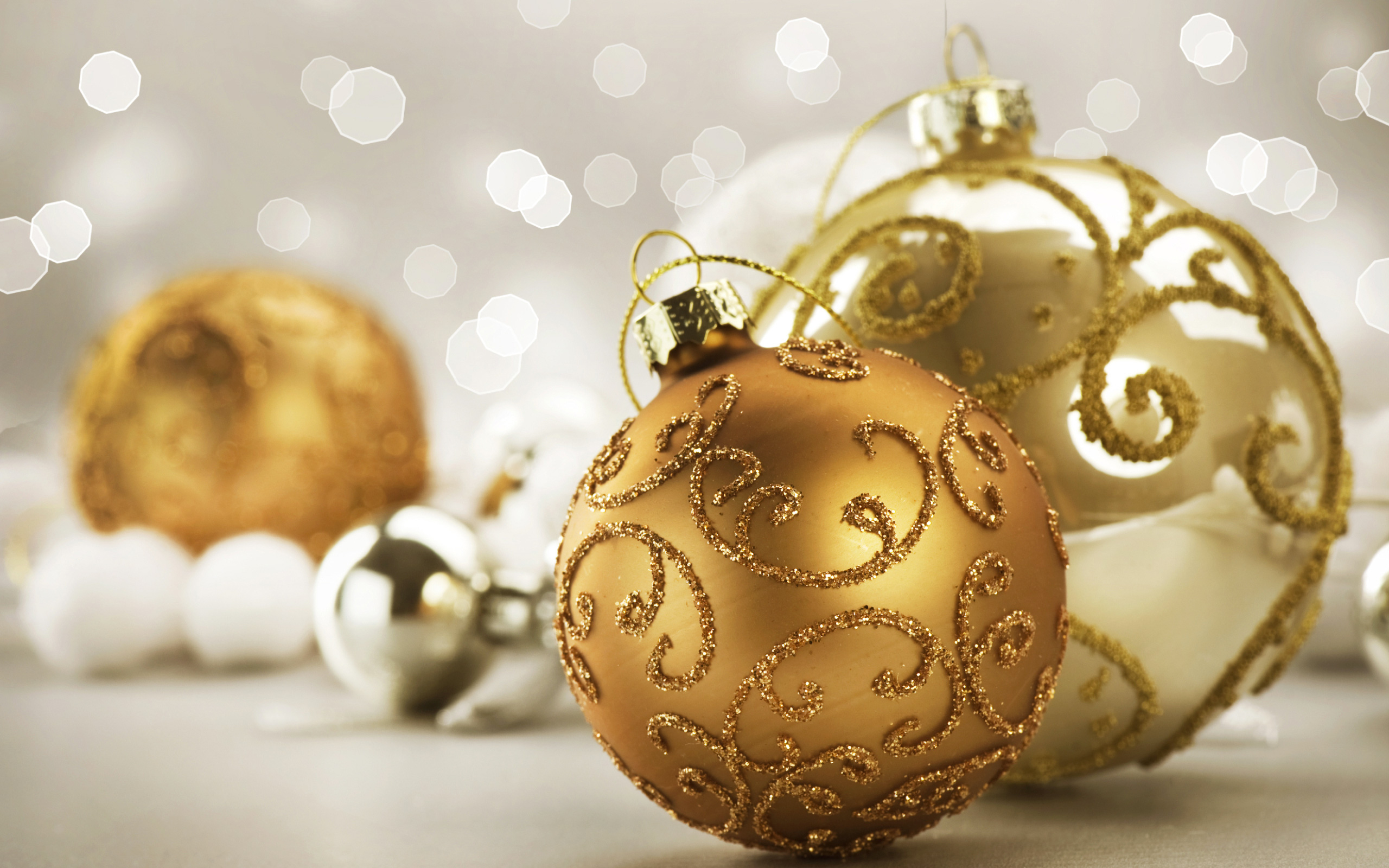 Nice Christmas Background with Gold Christmas Ballsm1399676400
