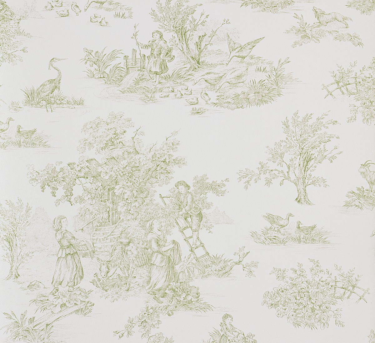 Wallpaper green white cottage style Rasch Textil 295091 Wallpaper