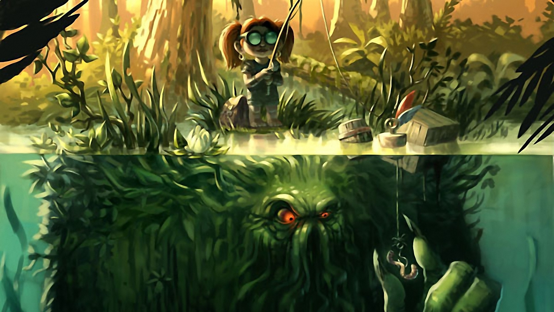 World of warcraft wallpaper gnome on top of large bog beast