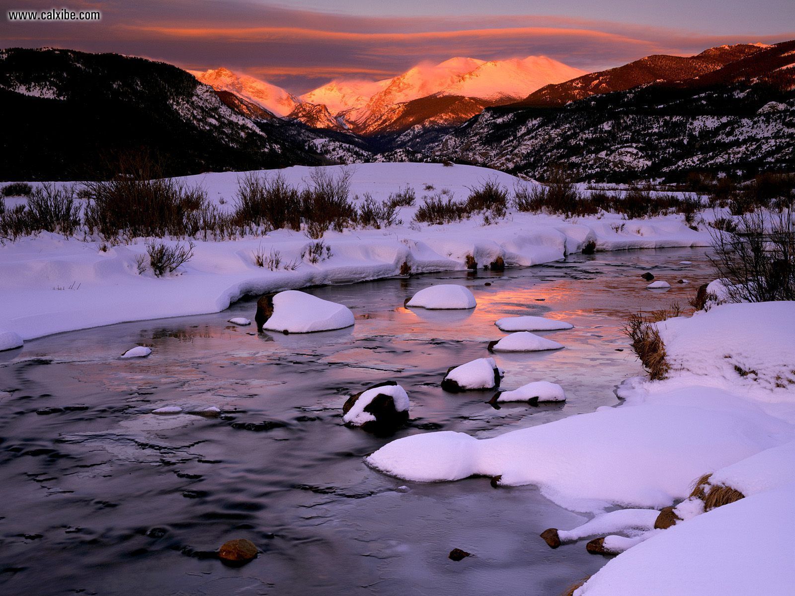 Nature: Winter Sunrise Over Big Thompson River Rocky Mountain ...