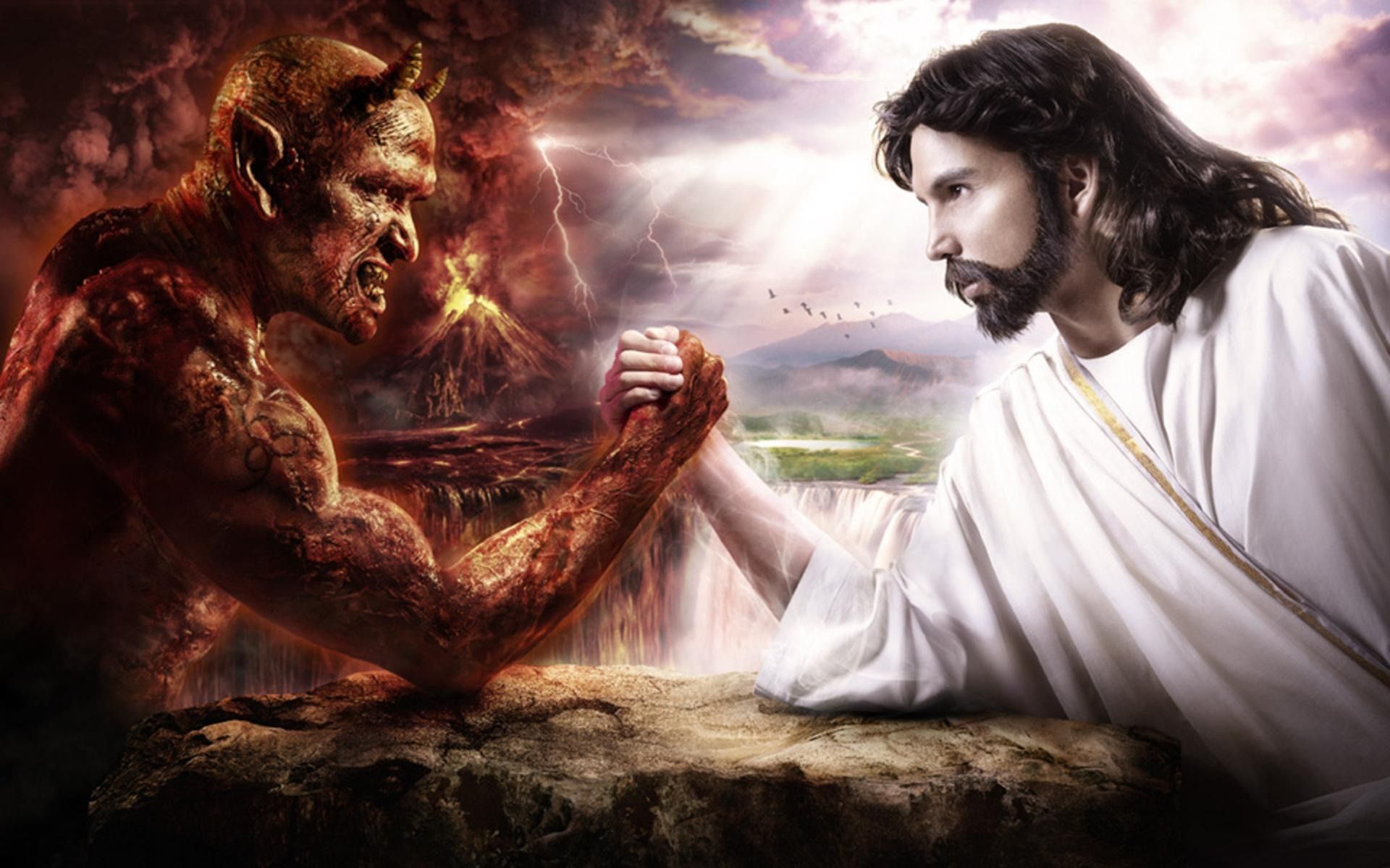 Jesus and the Devil desktop wallpaper
