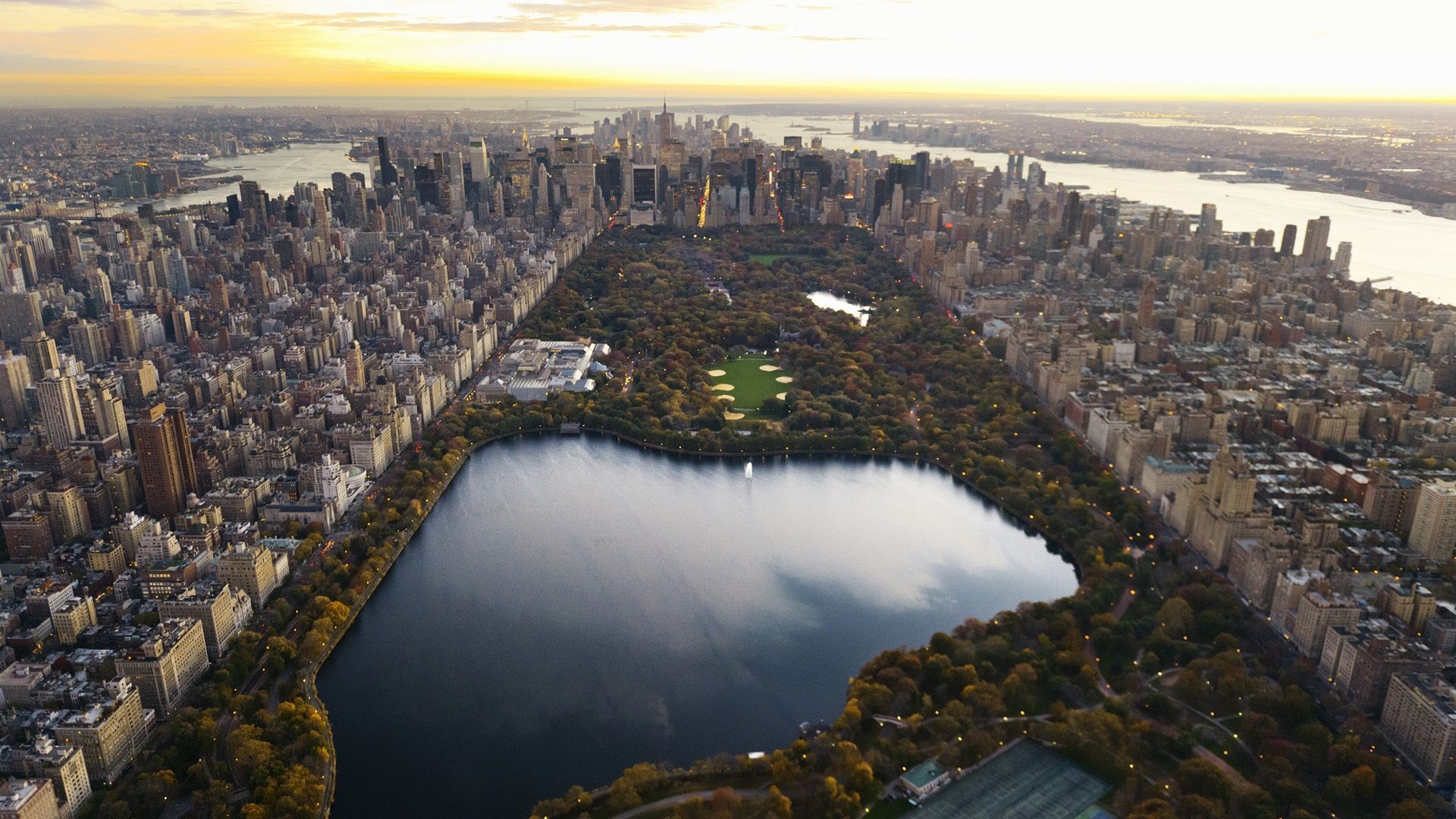Download Wallpaper 1920x1080 Central park, Panorama, Night, New ...