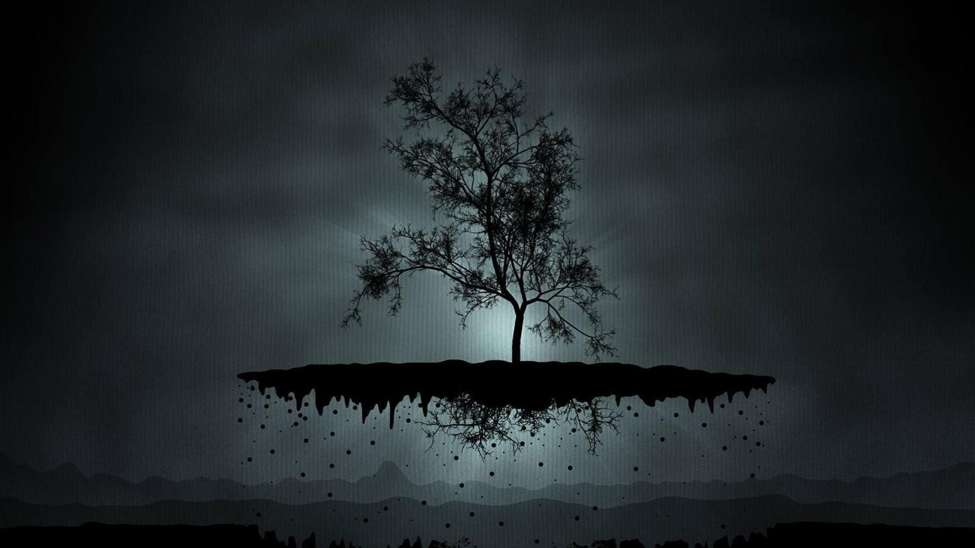 1 Miscellaneous Digital Art Dark Fog Levitating Tree Wallpaper