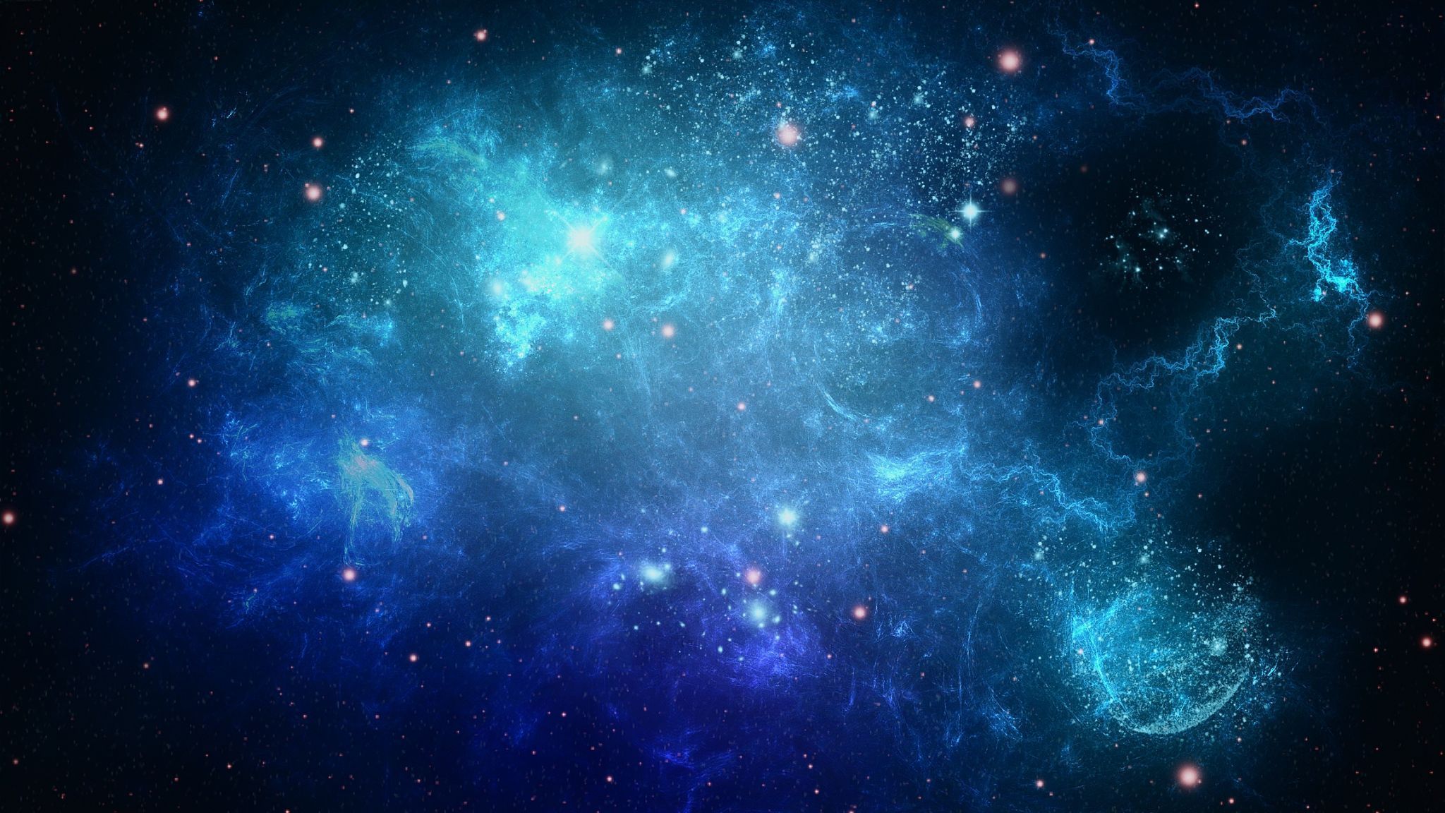 Download Wallpaper 2048x1152 Space, Background, Blue, Dots HD HD ...